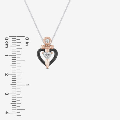 (I,I2) Womens 1/5 CT. Lab Grown White Diamond 14K Rose Gold Over Silver Heart 18 Inch Pendant Necklace