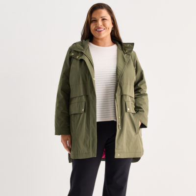 Liz Claiborne Womens Plus Midweight Anorak, Color: Olive JCPenney