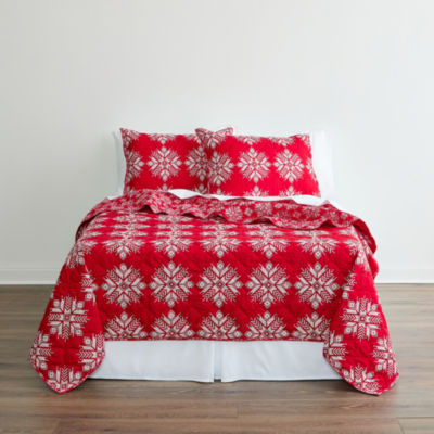 Brooklyn Loom Isle Snowflakes 3-pc. Reversible Quilt Set