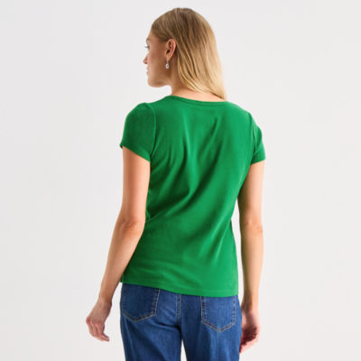 St. John's Bay Womens Crew Neck Short Sleeve T-Shirt