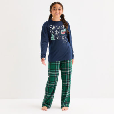 North Pole Trading Co. Sleigh Bells Ring Little & Big Kid Unisex Adaptive Easy-on + Easy-off Crew Neck Long Sleeve 2-pc. Matching Family Pajama Sets