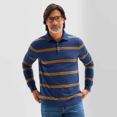 St. John's Bay Super Soft Jersey Mens Classic Fit Long Sleeve Polo Shirt