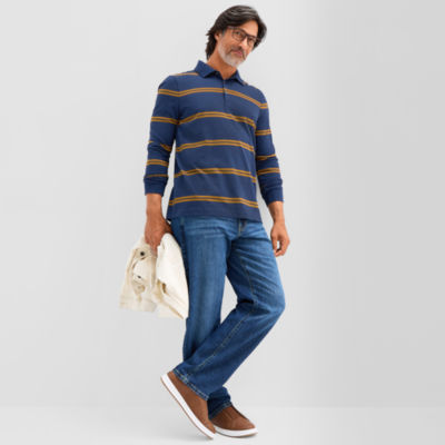 St. John's Bay Super Soft Jersey Mens Classic Fit Long Sleeve Polo Shirt