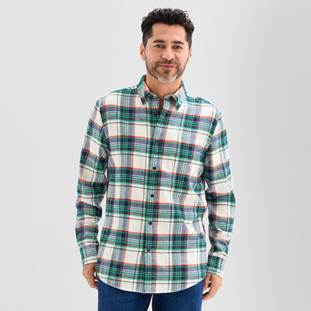 St. John's Bay Mens Long Sleeve Classic Fit Flannel Shirt In Multi