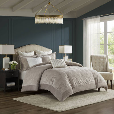 Madison Park Signature Pescal Velvet 8-pc Comforter Set with Decorative Pillows