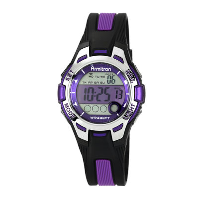 Armitron Pro Sport Womens Chronograph Multi-Function Digital Purple Strap Watch 45/7030pur