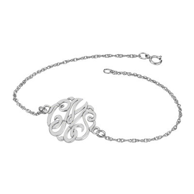 Personalized Sterling Silver 20mm Monogram Script Bracelet