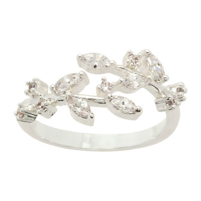 Sparkle Allure Womens White Cubic Zirconia Pure Silver Over Brass Hypoallergenic Bypass  Band