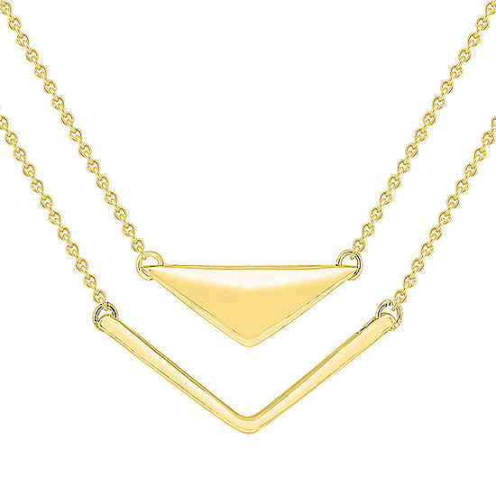 Womens 10K Gold Triangle Pendant Necklace