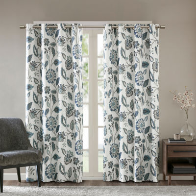 Madison Park Laurel Floral Grommet Top Energy Saving Light-Filtering Single Curtain Panel