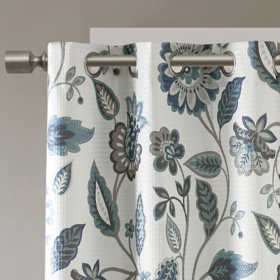 Madison Park Laurel Floral Grommet Top Energy Saving Light-Filtering Single Curtain Panel
