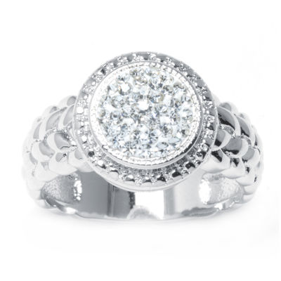 Sparkle Allure Pure Silver Over Brass Clear Crystal Cocktail Ring