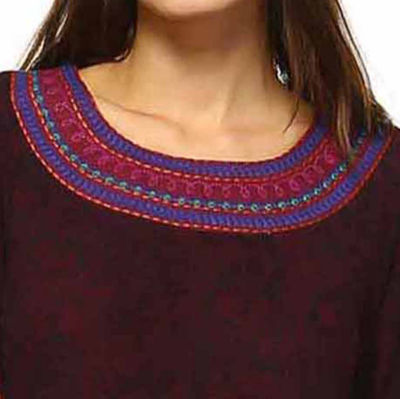 White Mark Sandrine Embroidered Sweater Dress