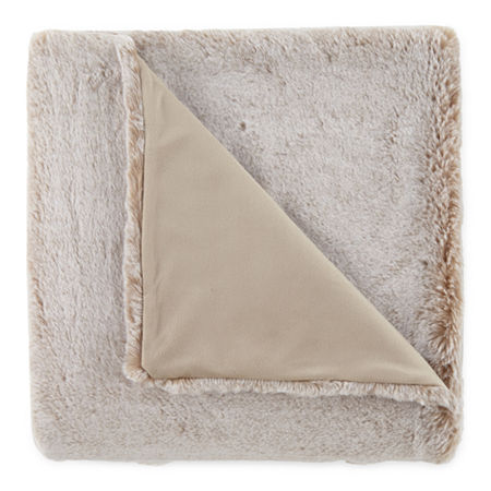 Loom + Forge Faux Fur Throw, One Size, Beige