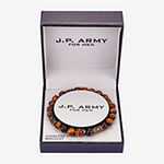 J.P. Army Men's Jewelry Stainless Steel Tiger's Eye 8 Inch Bead Round Beaded Bracelet