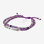 Footnotes Amethyst Pure Silver Over Brass Bar Beaded Bracelet