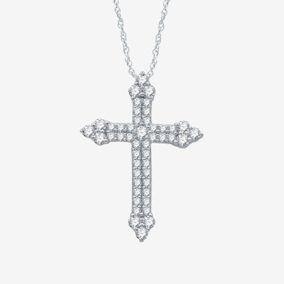 H-I / I1) Womens 1/ CT. T.W. Lab Grown White Diamond 10K Gold Cross Pendant Necklace