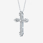 (H-I / I1) Womens 1 CT. T.W. Lab Grown Diamond 10K White Gold Cross Pendant Necklace