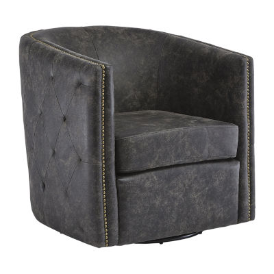 Signature Design by Ashley Brentlow  Living Room Collection Tufted Swivel Barrel Chair