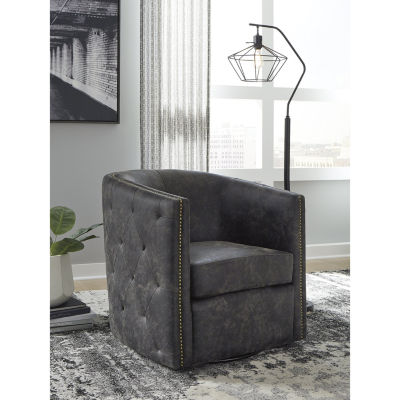 Signature Design by Ashley Brentlow  Living Room Collection Tufted Swivel Barrel Chair