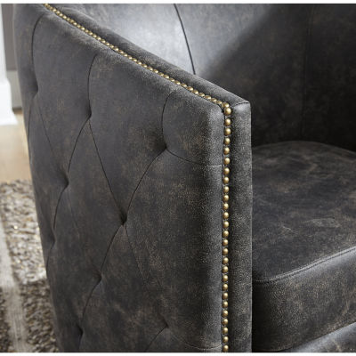 Signature Design by Ashley Brentlow  Living Room Collection Tufted Swivel Barrel Chair