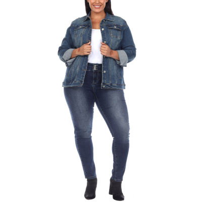 White Mark Womens Plus Denim Midweight Jacket