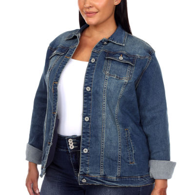 White Mark Womens Plus Denim Midweight Jacket