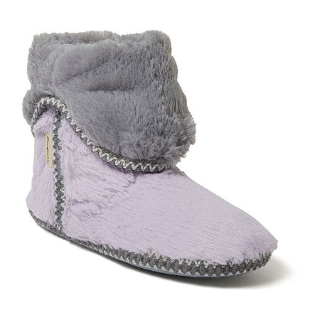 Dearfoams Beth Furry Womens Bootie Slippers, Small, Purple