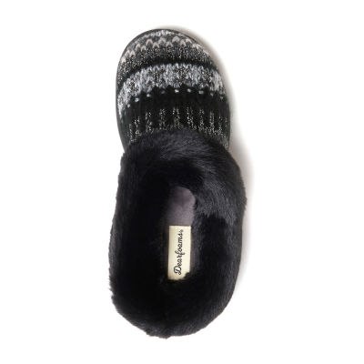 Dearfoams Hannah Festive Knit Womens Clog Slippers