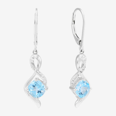 Limited Quantities! Womens Genuine Blue Topaz Sterling Silver Drop Earrings