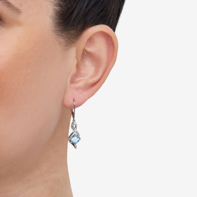 Genuine Blue Topaz Sterling Silver Drop Earrings