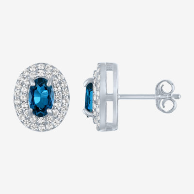 Genuine Blue Topaz Sterling Silver 10.2mm Stud Earrings