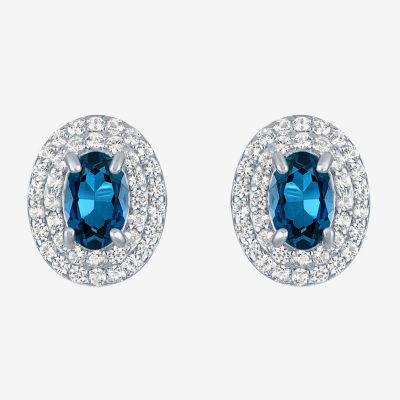 Genuine Blue Topaz Sterling Silver 10.2mm Stud Earrings