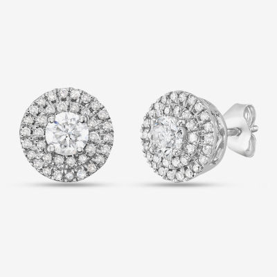 1 CT. T.W. Natural White Diamond 14K White Gold 9.7mm Round Stud Earrings