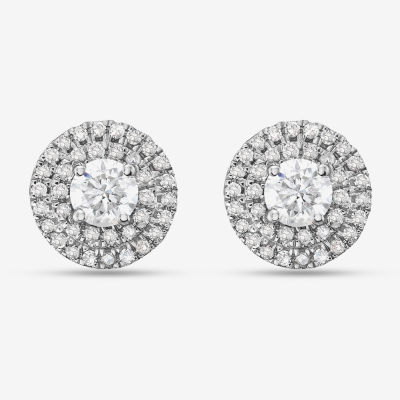 1 CT. T.W. Natural White Diamond 14K White Gold 9.7mm Round Stud Earrings