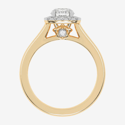 1 CT. T.W. Lab-Grown (G-H / SI1-SI2) Diamond Cushion Halo Engagement Ring in 10K Gold