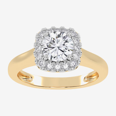 1 CT. T.W. Lab-Grown (G-H / SI1-SI2) Diamond Cushion Halo Engagement Ring in 10K Gold