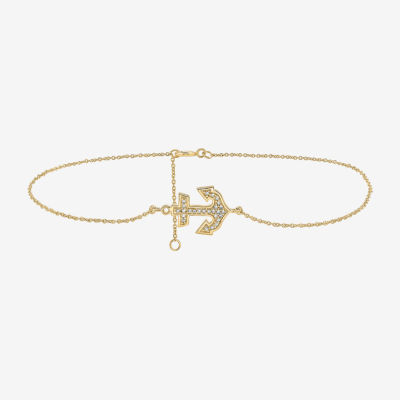 14K Gold Over Silver 10 Inch Solid Cable Anchor Ankle Bracelet