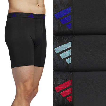 adidas Performance Microfiber Mens 3 Pack Boxer Briefs, Small, Black