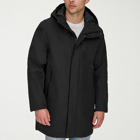 Dockers Mens Lined Water Resistant Hooded Midweight Softshell Coat, Small, Black