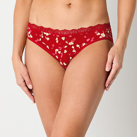 Ambrielle Organic Cotton Bikini Panty, Small, Red