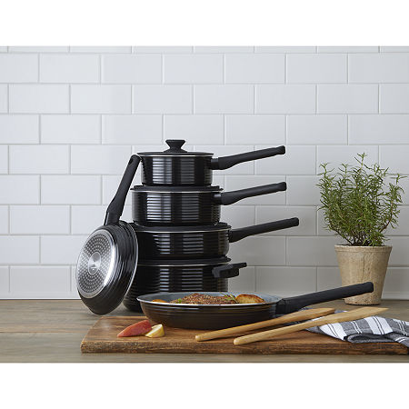 Cooks Wave Ceramic 12-pc. Non-Stick Cookware Set, One Size, Black