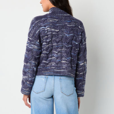 a.n.a Womens Mock Neck Long Sleeve Cable Knit Pullover Sweater