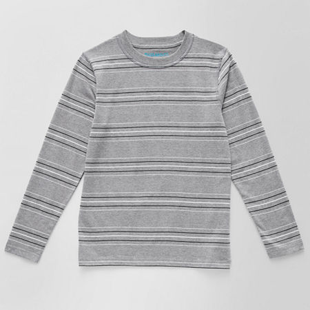 Thereabouts Little & Big Boys Crew Neck Long Sleeve T-Shirt, Large (14-16), Gray