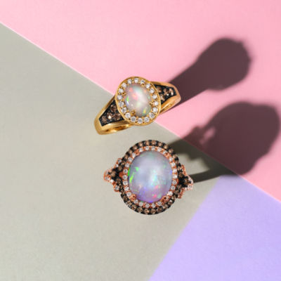 Le Vian Grand Sample Sale® Ring featuring 2 1/3 cts. Neopolitan Opal™ 1/3 cts. Chocolate Diamonds® 3/8 cts. Nude Diamonds™ set in 14K Strawberry Gold®