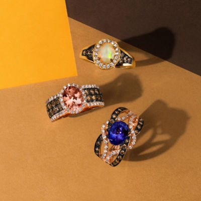 Le Vian® Ring featuring 1  1/5 CT. T.W. Neopolitan Opal™ 1/10 Chocolate Diamonds® 1/3 Nude Diamonds™ set 14K Strawberry Gold®