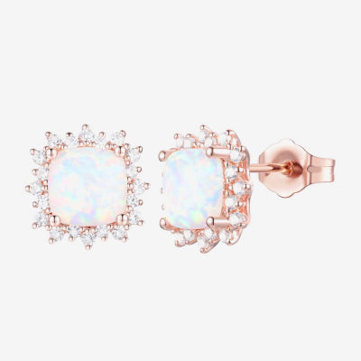 Yes, Please! Lab Created Opal 14K Rose Gold Over Silver 10.5mm Stud Earrings