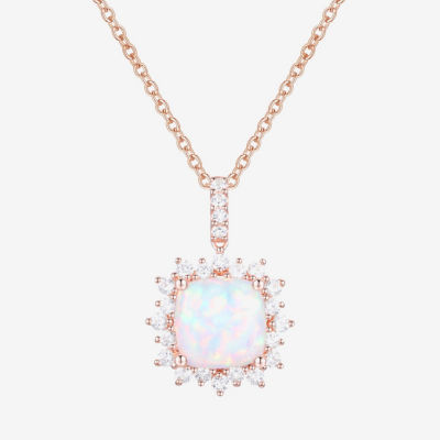 Yes, Please! Womens Lab Created Multi Color Opal 14K Rose Gold Over Silver 18 Inch Pendant Necklace