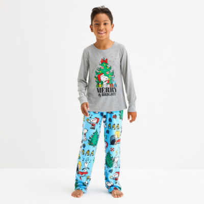 Little & Big Kid Unisex Peanuts Snoopy Microfleece Crew Neck Long Sleeve 2-pc. Matching Family Pajama Sets