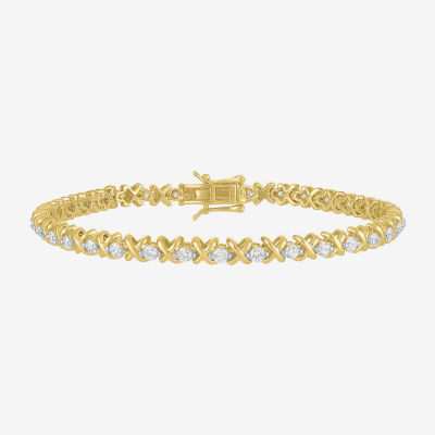 (G-H, Si2-I1) Womens 2 CT. T.W. Lab Grown White Diamond 14K Gold Over Silver 7.25 Inch Tennis Bracelet